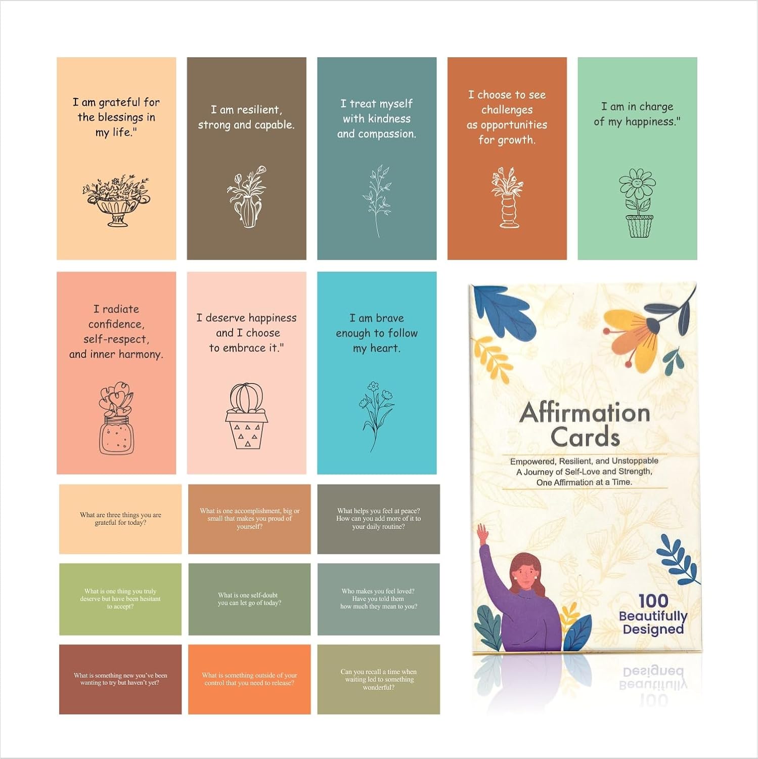 100 Positive Affirmation Cards – Daily Self-Care, Mindfulness & Meditation Cards – Inspirational Gift - Image 2